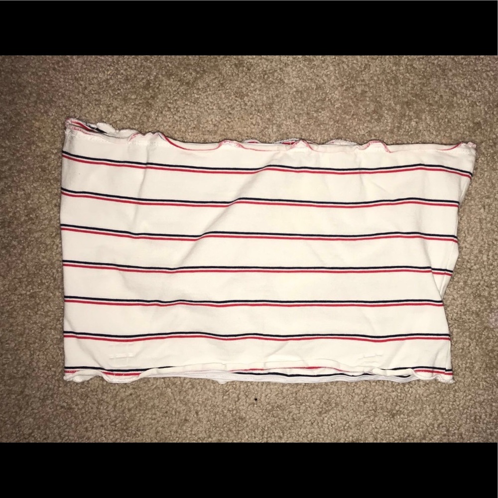 Red and blue stripped tube top!!